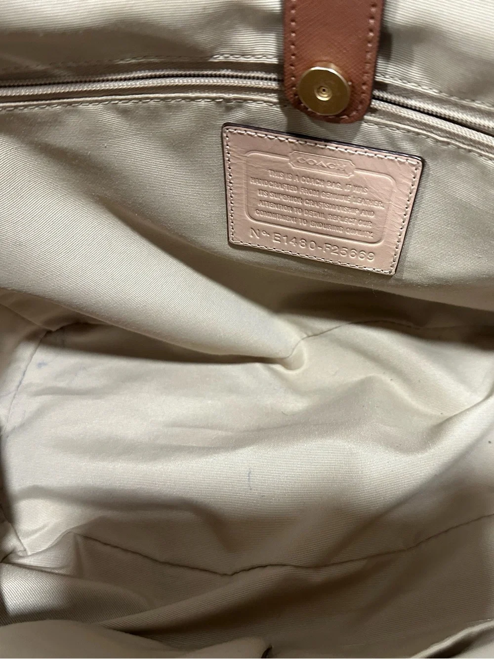 Coach Leather Shoulder Tote with Gold Toned Hardware
